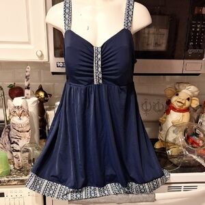 q Blue One Piece Swimsuit.  NICE